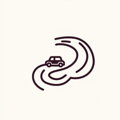 Poster - A small car navigates a winding road, highlighting the joy of driving and the thrill of discovering new landscapes. Generative AI