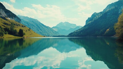 Poster - Serene Mountain Lake with Clear Reflections