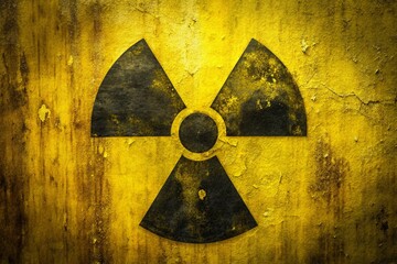 Radioactivity Symbol on Yellow Grunge Background - Candid Photography for Safety and Awareness