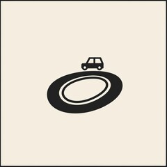 Poster - The design features a small car navigating a winding road icon, symbolizing adventure and travel in a minimalist style. Generative AI