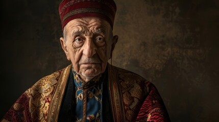 Poster - Portrait of an Elderly Man in Traditional Attire