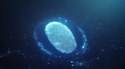 Sticker - Futuristic Digital Fingerprint on Abstract Background