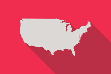 map of united states of america on red background with long shadow
