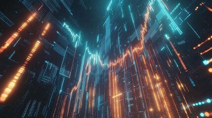 Leinwandbilder - Vibrant Abstract Digital Data Visualization Background