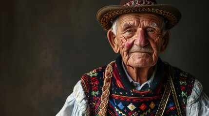 Wall Mural - Portrait of an Elderly Man in Traditional Clothing