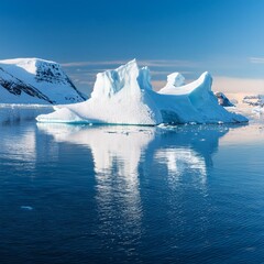 majestic icebergs reflecting in calm arctic waters