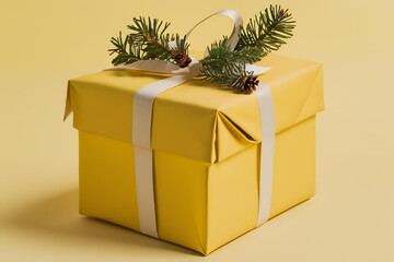 Gift on a yellow background 