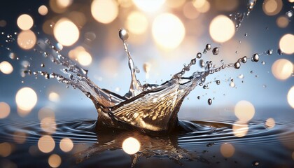 Wall Mural - water splashing with droplets and bokeh effect