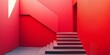 © StockUp - A bold red staircase with sharp angles and shadows showcases striking architectural design elements.