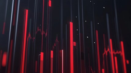 Poster - Abstract Red and Black Background with Lines and Patterns