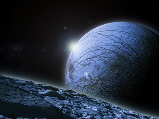 Wall Mural - view of europa moon of planet jupiter