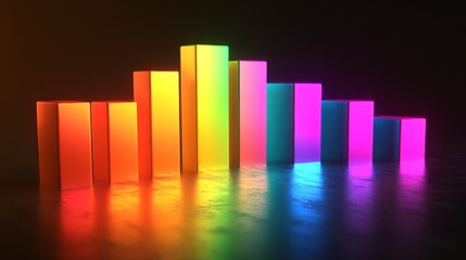 Leinwandbilder - Vibrant Colorful Bar Graph in Dark Background