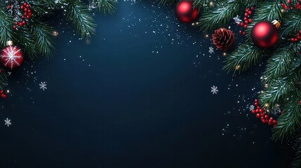 Wall Mural - a christmas background with a dark blue background and decorations for the holidays