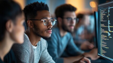 People interacting with AI, Programmer analyzes code