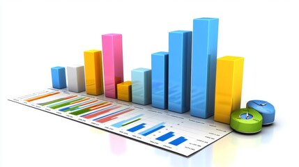 Aufkleber - Colorful Bar Graph Illustration for Business Reports