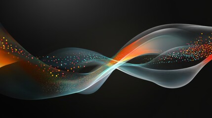 Aufkleber - Vibrant Abstract Waves with Colorful Dots and Light