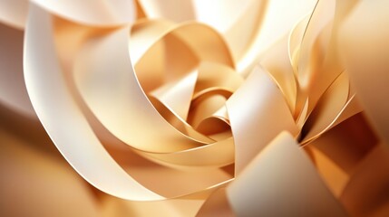 Aufkleber - Golden ribbons and abstract shapes create a festive composition, evoking the joy of gift-giving and celebration in a soft setting. Generative AI