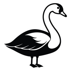 Sticker - Standing Swan Bird Silhouette Vector.