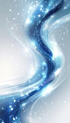 Wall Mural - light blue and white abstract futuristic background with flowing ribbons and sparkling particles
