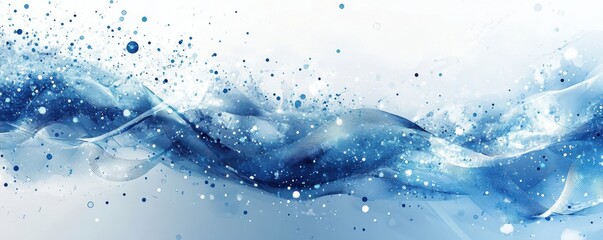Wall Mural - abstract background featuring flowing blue and white lines with sparkling particles, creating a sere