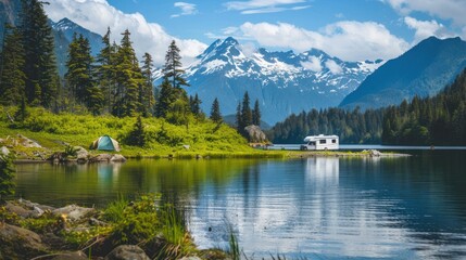 Canvas Print - Camping Adventure by the Lake