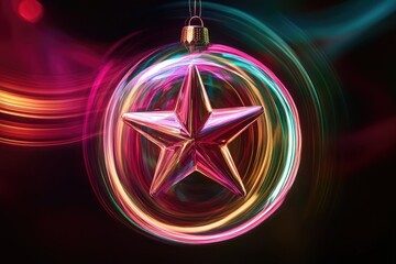 Poster - A Glittering Star Ornament With a Swirling Light Background