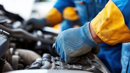 Team of mechanics working together to repair a vehicle, symbolizing the efficiency and collaboration required in technical professions