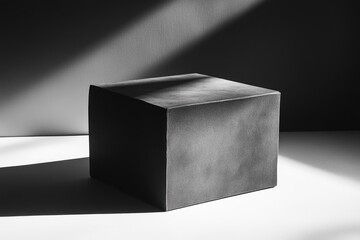 Sticker - A Black Cube on a White Surface with Shadows