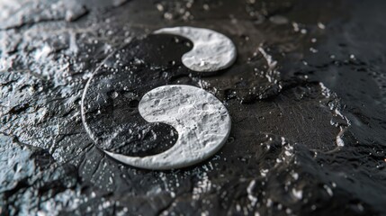 Sticker - Yin Yang Symbol on Rough Stone