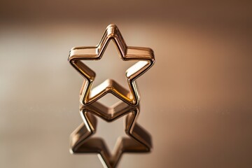 Wall Mural - A Golden Star-Shaped Object Reflecting on a Smooth Surface