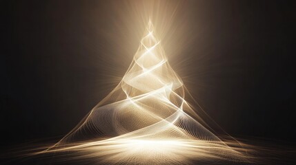 Poster - A glowing abstract Christmas tree rises from a dark background, creating a warm and festive atmosphere, ideal for seasonal inspiration. Generative AI