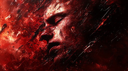 Leinwandbilder - Vibrant abstract expression of emotion a colorful representation of a person's face in dynamic hues and textures