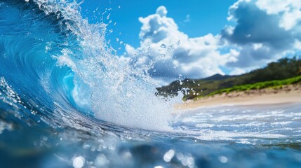 Wall Mural - Ocean Wave Crashing on Shore