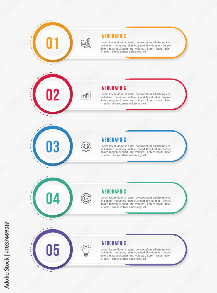 Timeline infographic template design. 5 options or steps business ...