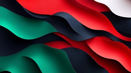 Canvas Print - Abstract Red  Black  Green Wave Pattern Background