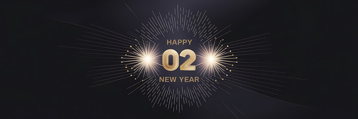 Wall Mural - Golden 02 with fireworks  black background  New Year celebration  festive and hopeful   