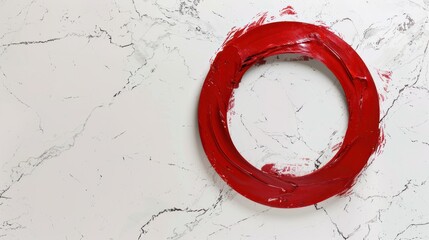 Canvas Print - Red Circle on White Marble