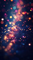 Fototapete - Soft, bright lights sparkle and dance in a dark setting, evoking the joyful spirit of Christmas and holiday celebrations. Generative AI
