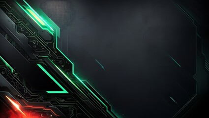 Black and green abstract futuristic gaming background. Generative Ai.