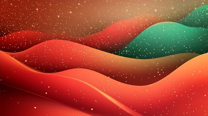 Canvas Print - Abstract Red Green Gold Wave Background Design