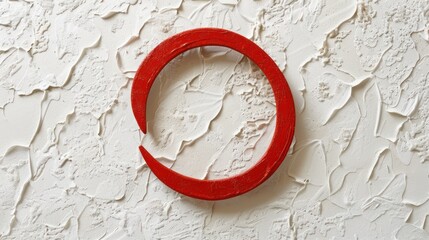 Canvas Print - Red Circle on White Textured Background