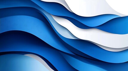 Canvas Print - Abstract Blue and White Wavy Background