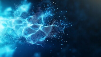 Wall Mural - a vibrant, glowing blue abstract background featuring sparkling particles, creating a sense of depth