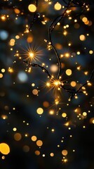 Fototapete - Twinkling abstract Christmas lights create a warm, enchanting atmosphere in a dark setting, celebrating the joy of the season. Generative AI