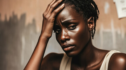 portrait of a marginalized black african woman battling male dominance - faces of the abused collect