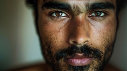 Wall Mural - Close-Up Portrait of a Man with a Serious Expression