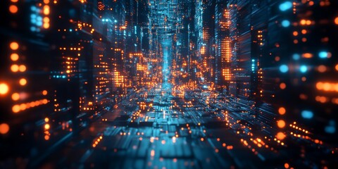 Wall Mural -  It company services, abstract, high tech, futuristic, lights