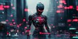 © Supremetones - futuristic meta human, artificial intelligence, standing, mid shot, cyber style