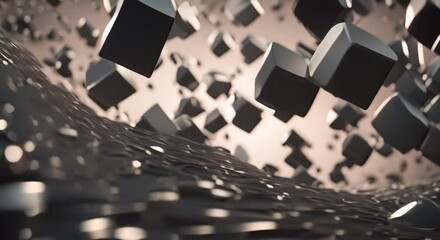 Wall Mural - abstract animation 3d render of grey cubes seamless looped video 4k animation