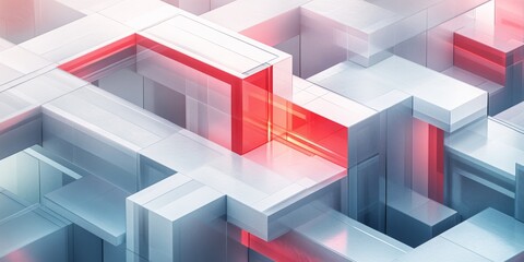 Wall Mural - a sleek, modern representation of multi level labyrinth, material is transparent, matt glass, only i